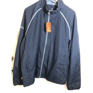 Elevate Jacket Mens Large Navy Windbreaker Coat Egmont Packable Logo Tags